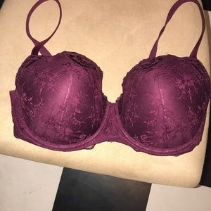 VS Maroon Lace Dream Angels Demi Bra 38DDD